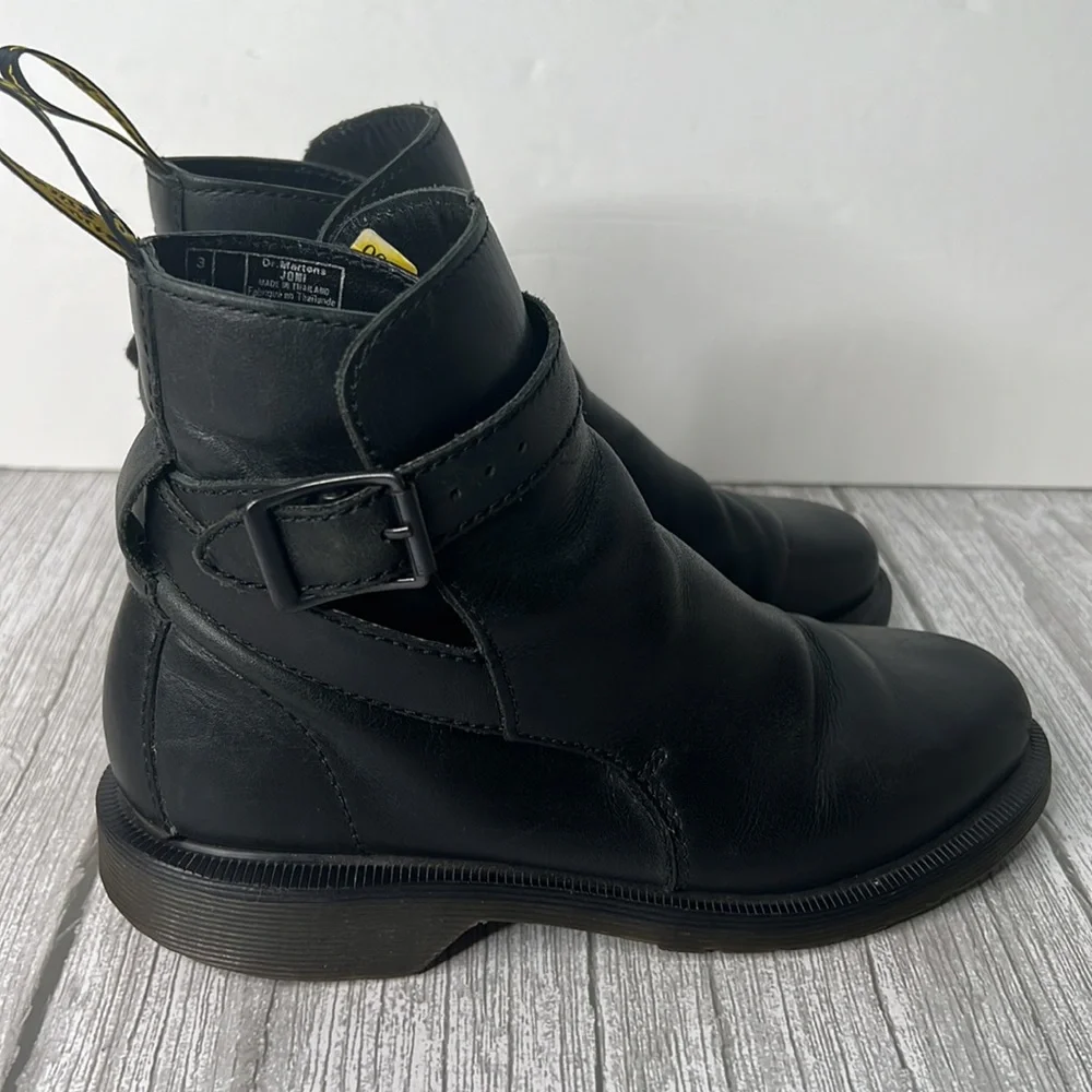 Dr. Martens Joni Ankle Strap Boots Slip On Shoes black leather size 5.5 - Picture 5 of 7